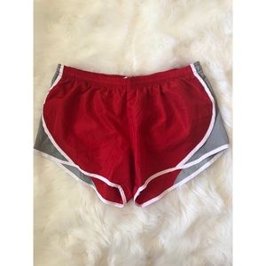 Red athletic shorts